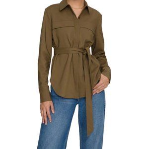 Good American Women Size 2  Green Dirty Olive Safari Waist Tunic Shirt Top